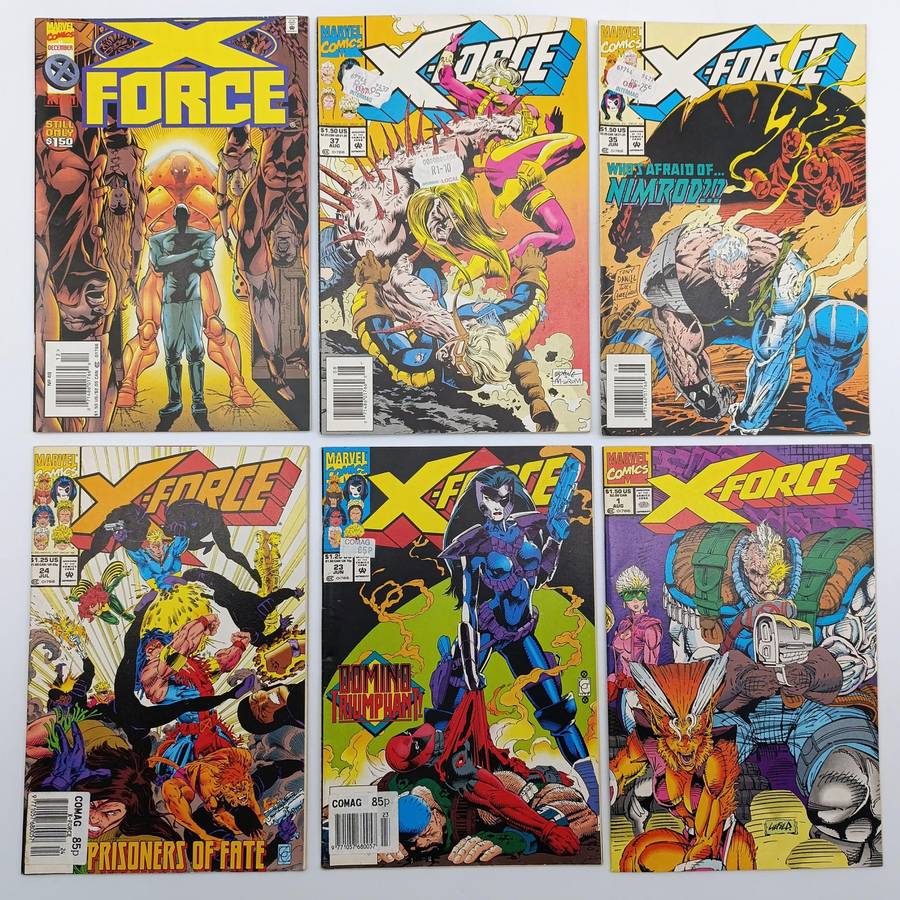 Lot of 6 vintage X-Force comics - #1, #23, #24, #35, #37, #49 - 1991/ 1995 issues