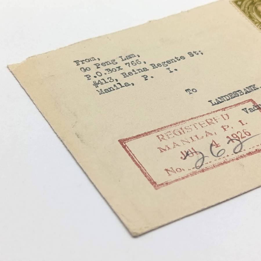 Registered 1926 letter from Manila Philippines to Switzerland 2 x 16 centavos stamps in front