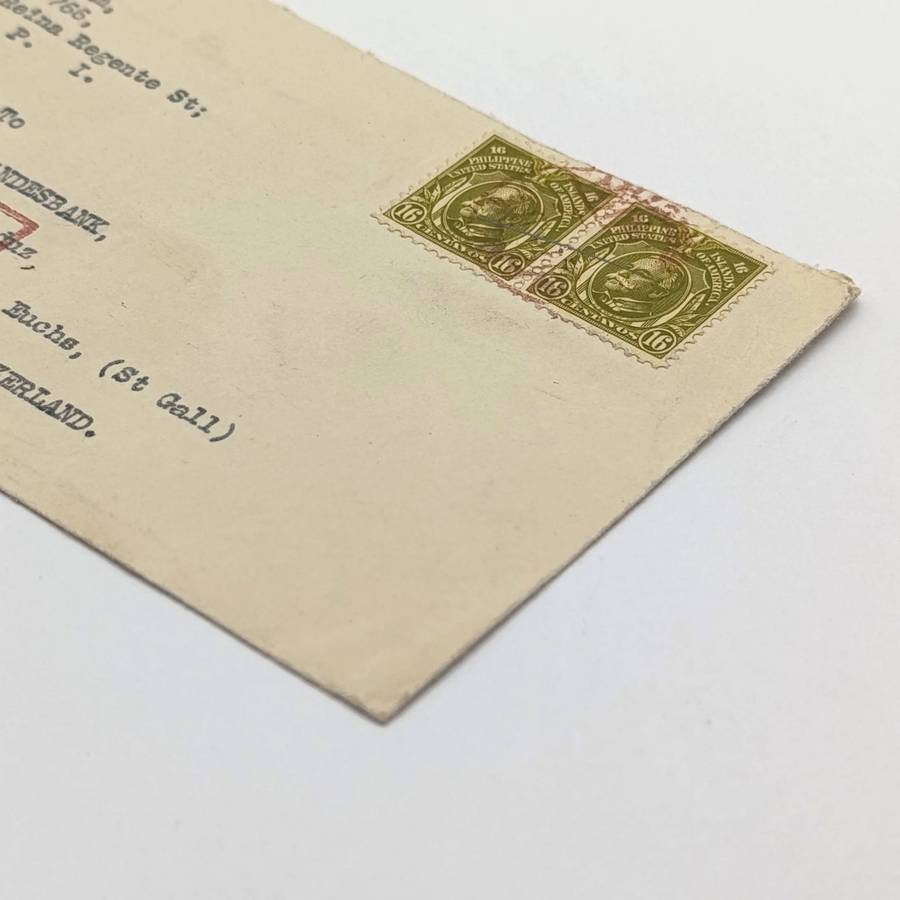Registered 1926 letter from Manila Philippines to Switzerland 2 x 16 centavos stamps in front