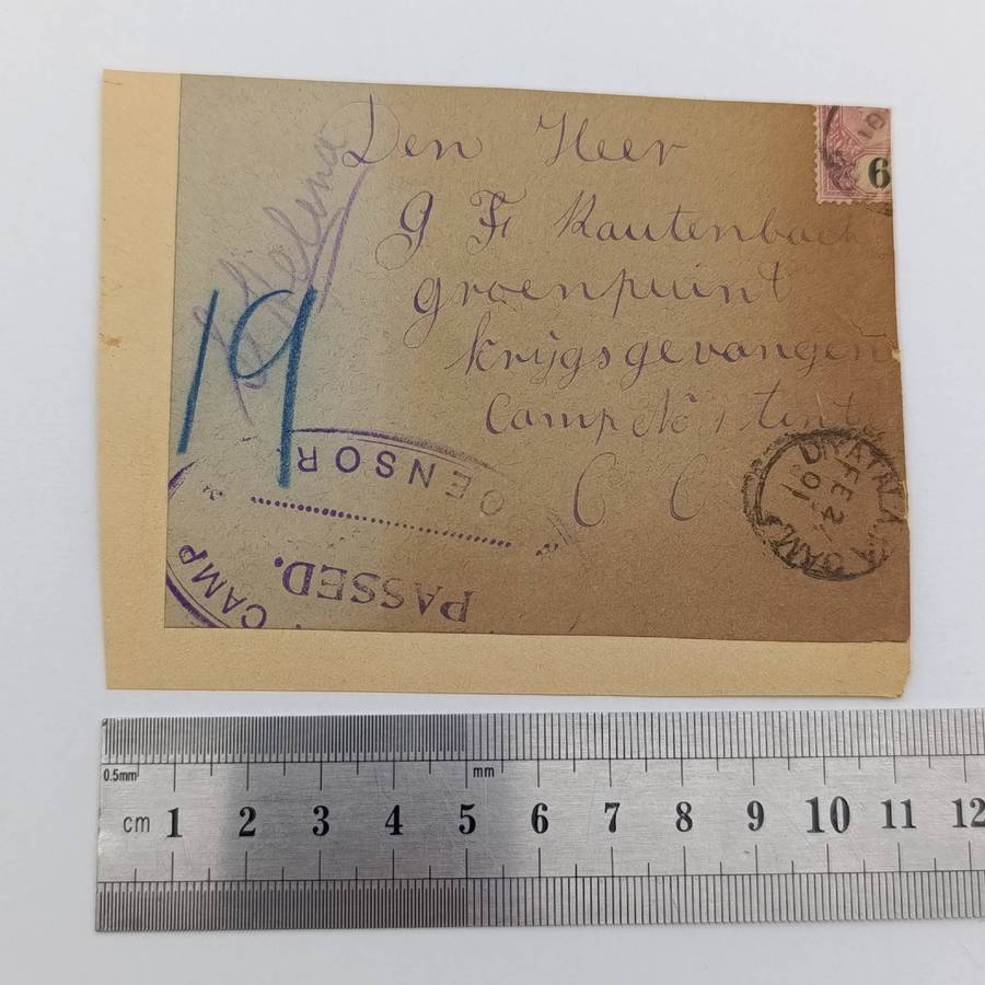 Pair of Boer War POW cover stuck back to back one from Bermuda 1901 to JFD Oosthuizen St Helena