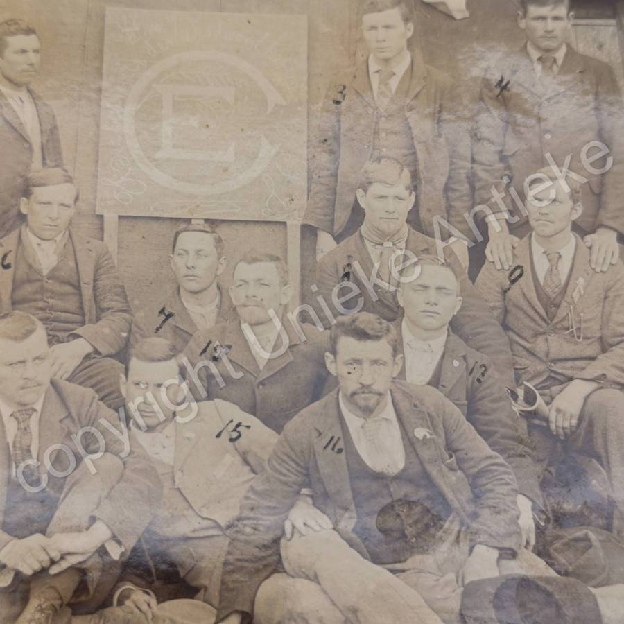 Boer War POW photo St Helena - inscribed Vereeniging with 16 POW'S at the back a Boer War cover
