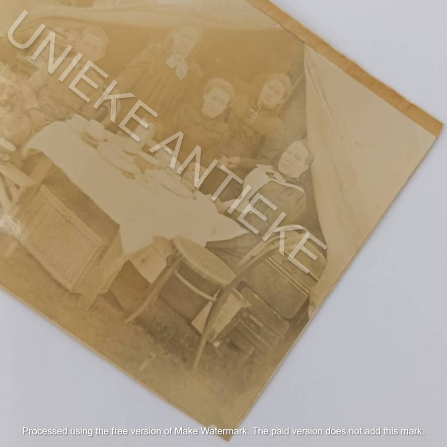 Boer War Photo of the Bosman family at the woman's camp Bloemfontein - at the back postcard posted