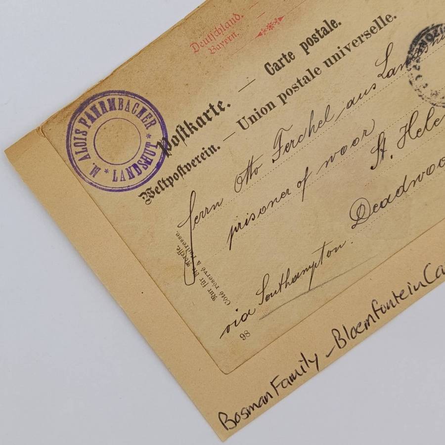 Boer War Photo of the Bosman family at the woman's camp Bloemfontein - at the back postcard posted