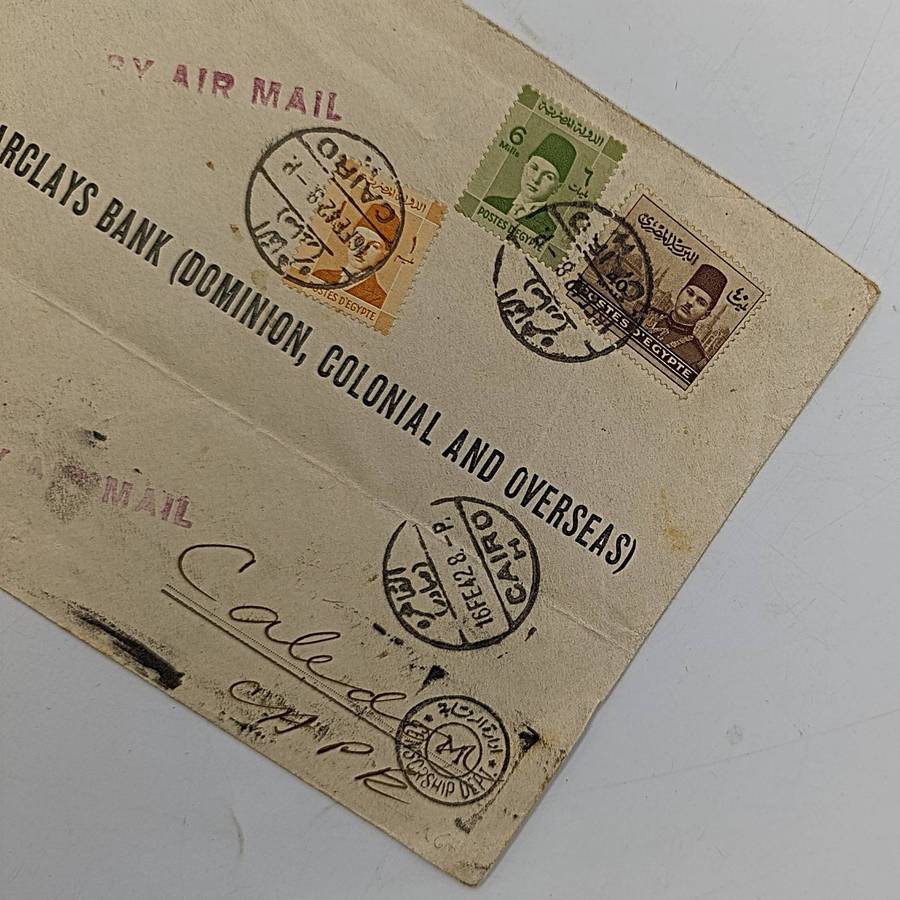 Censored WW2 Letter - Egypt to Caledon, South Africa - 3 Egyptian stamps cancelled Cairo 16 Feb 1942