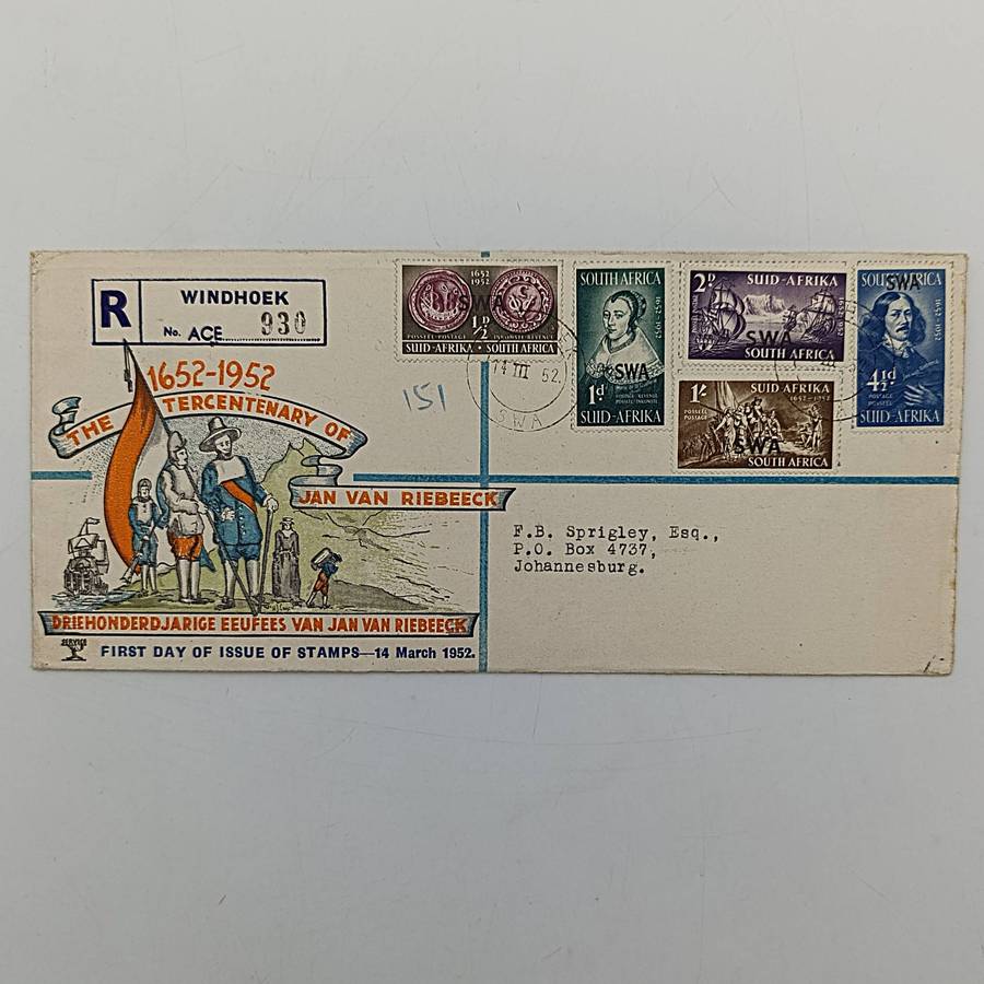 Lot of 4 South West Africa First day covers with overstamped South Africa stamps.