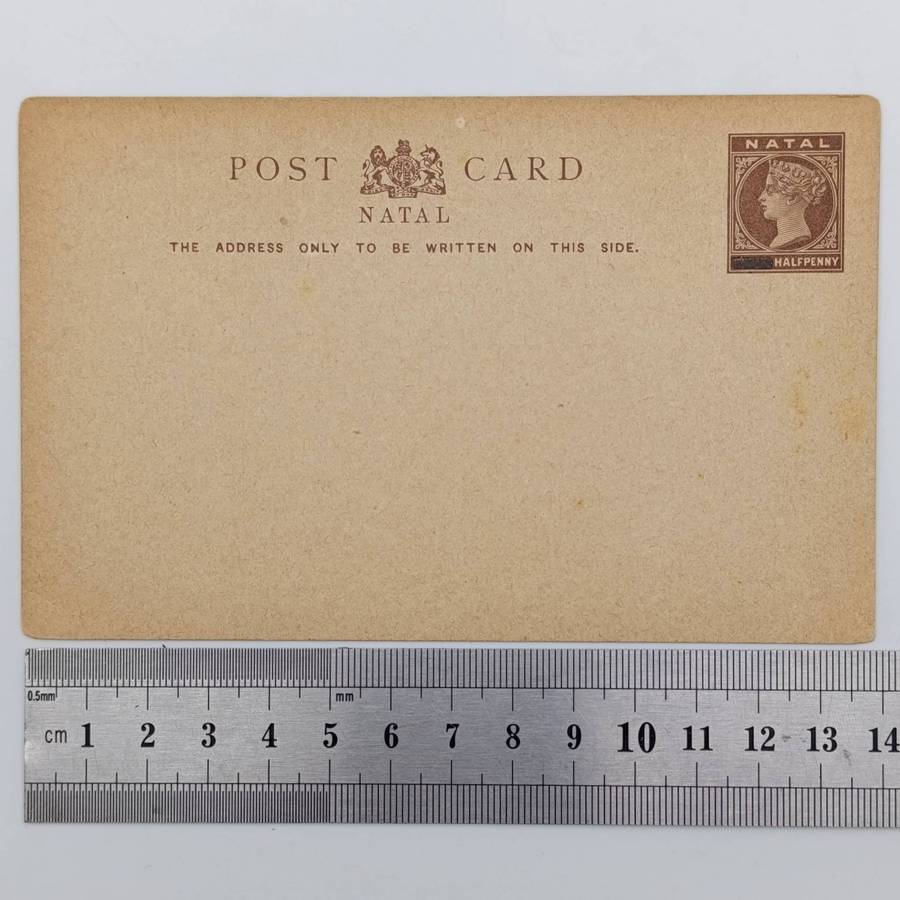 Natal Postcard with pre - printed penny half penny stamp overprinted to change to half penny postage