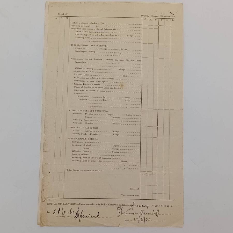 Union of South Africa 1920 Warrant of execution against property between plaintiff Jan Matthee
