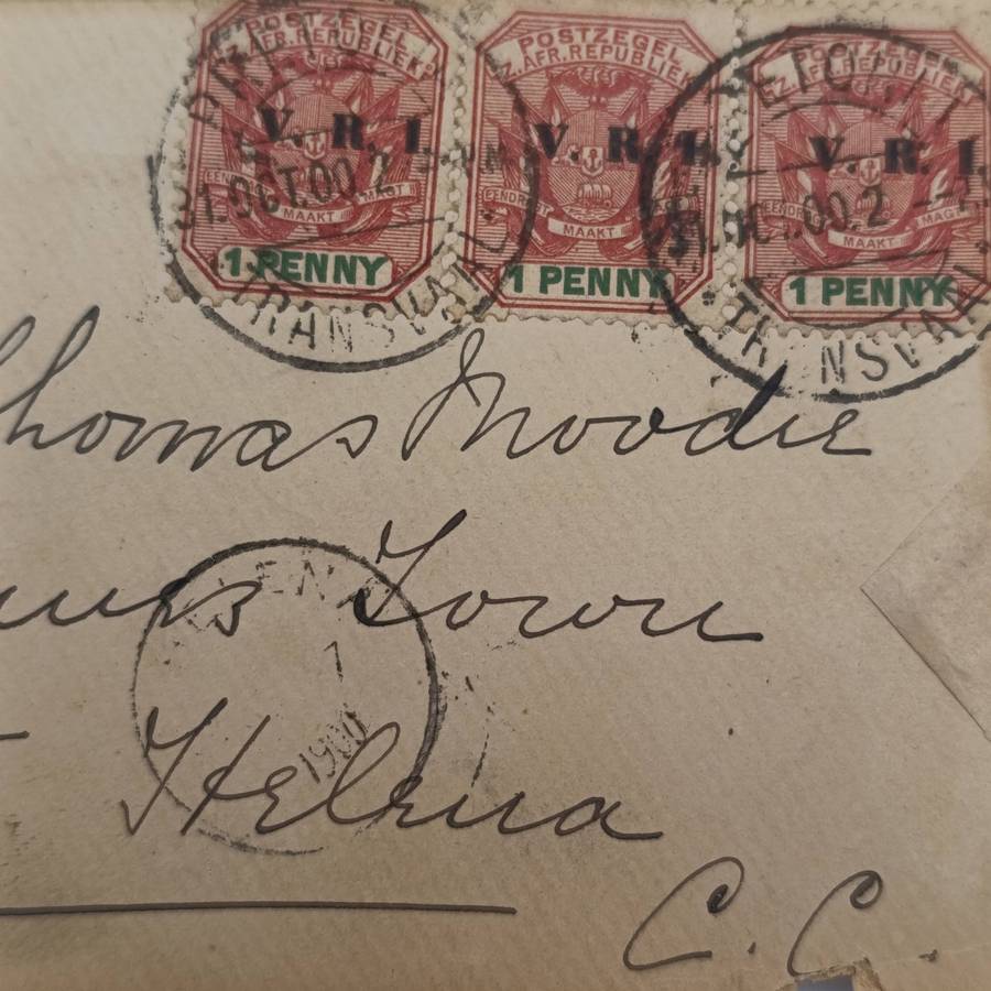 Boer War POW fronts stuck back to back one side from Pretoria 31 Oct 1900 to Thomas Moode