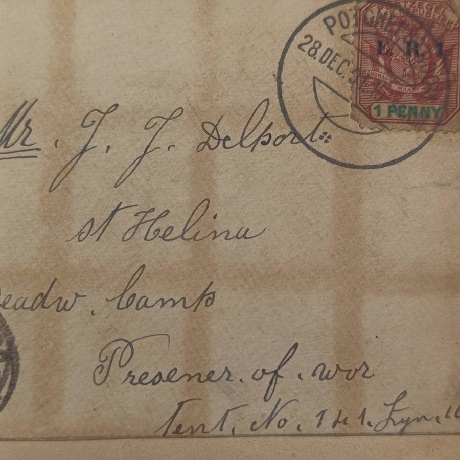 Boer War POW fronts stuck back to back one side from Vereeniging, ZAR to Georg F Lindeque, POW