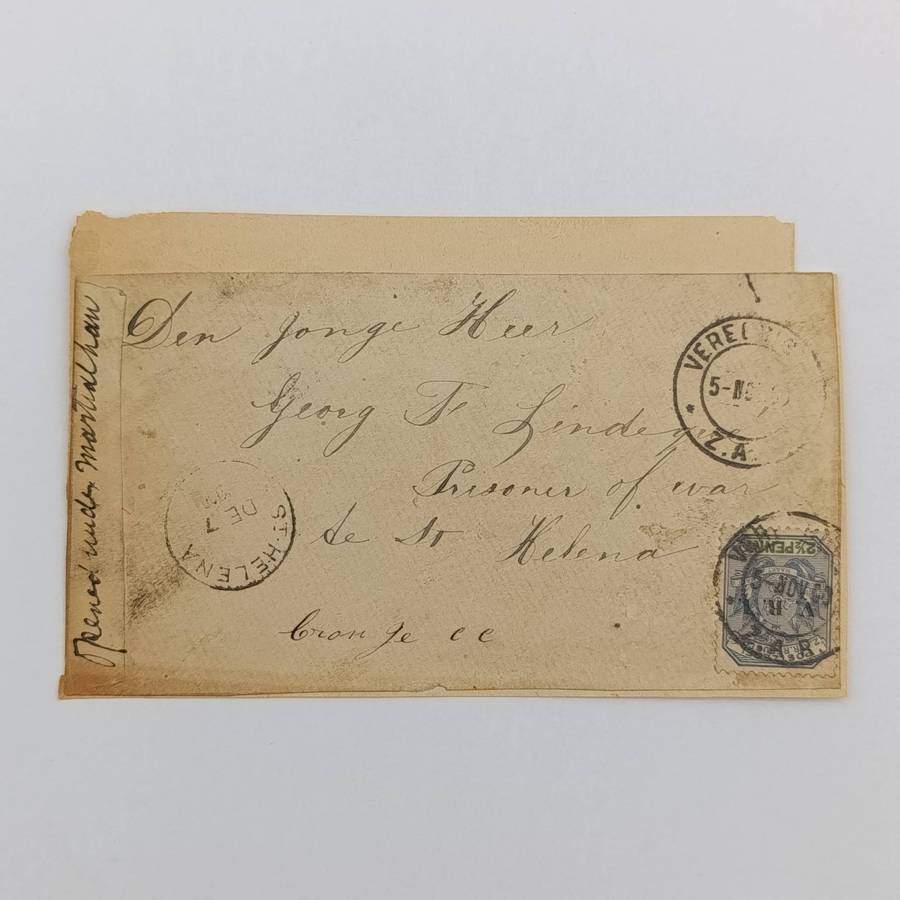 Boer War POW fronts stuck back to back one side from Vereeniging, ZAR to Georg F Lindeque, POW