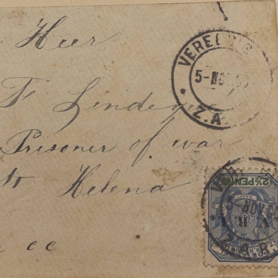 Boer War POW fronts stuck back to back one side from Vereeniging, ZAR to Georg F Lindeque, POW