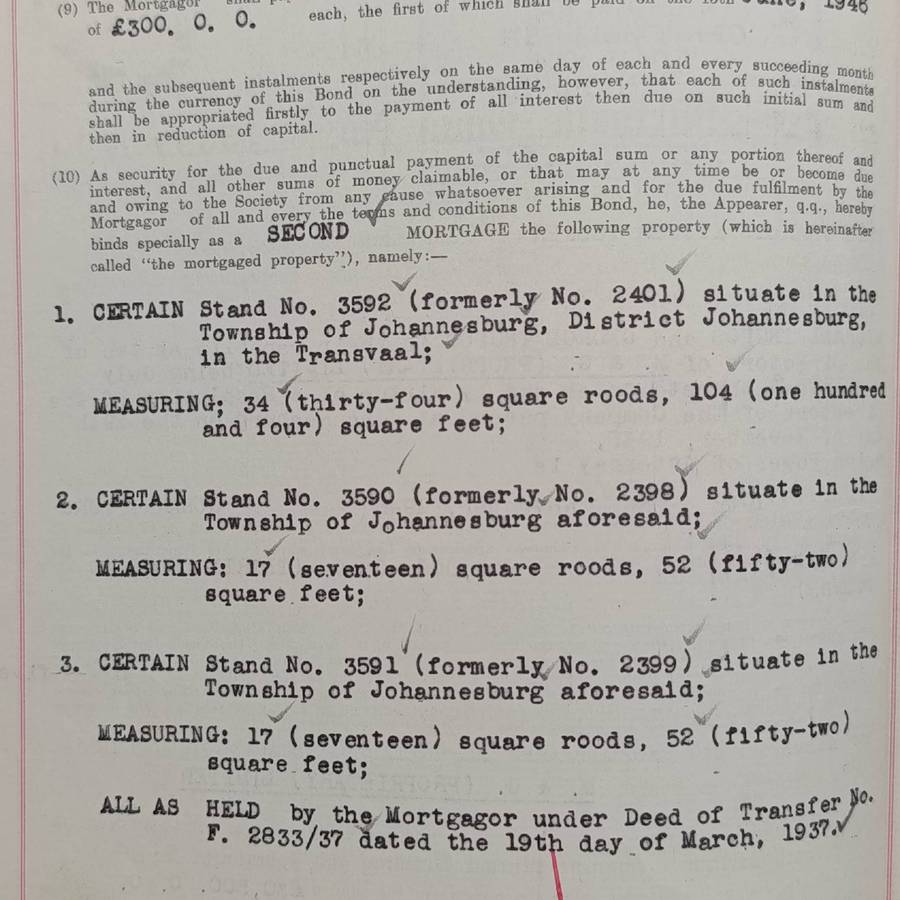 1945 Mortgage bond with small wartime revenue stamps - a 30000 pound Ivan by the SA Perm mutual
