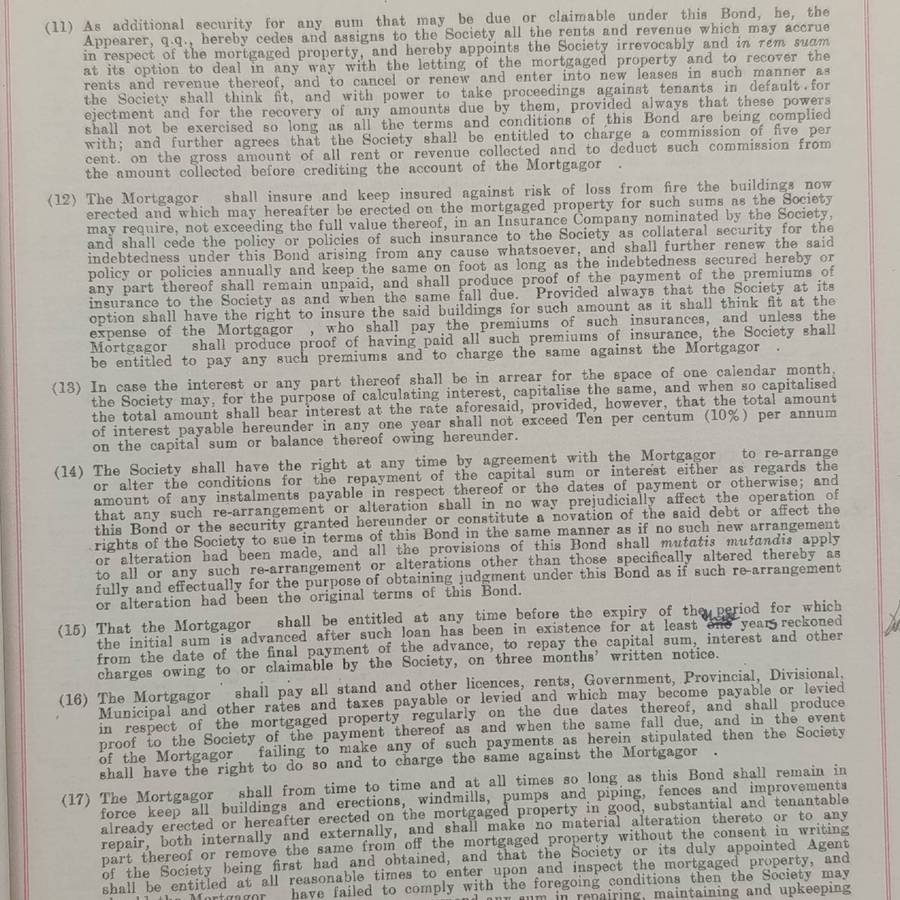 1945 Mortgage bond with small wartime revenue stamps - a 30000 pound Ivan by the SA Perm mutual