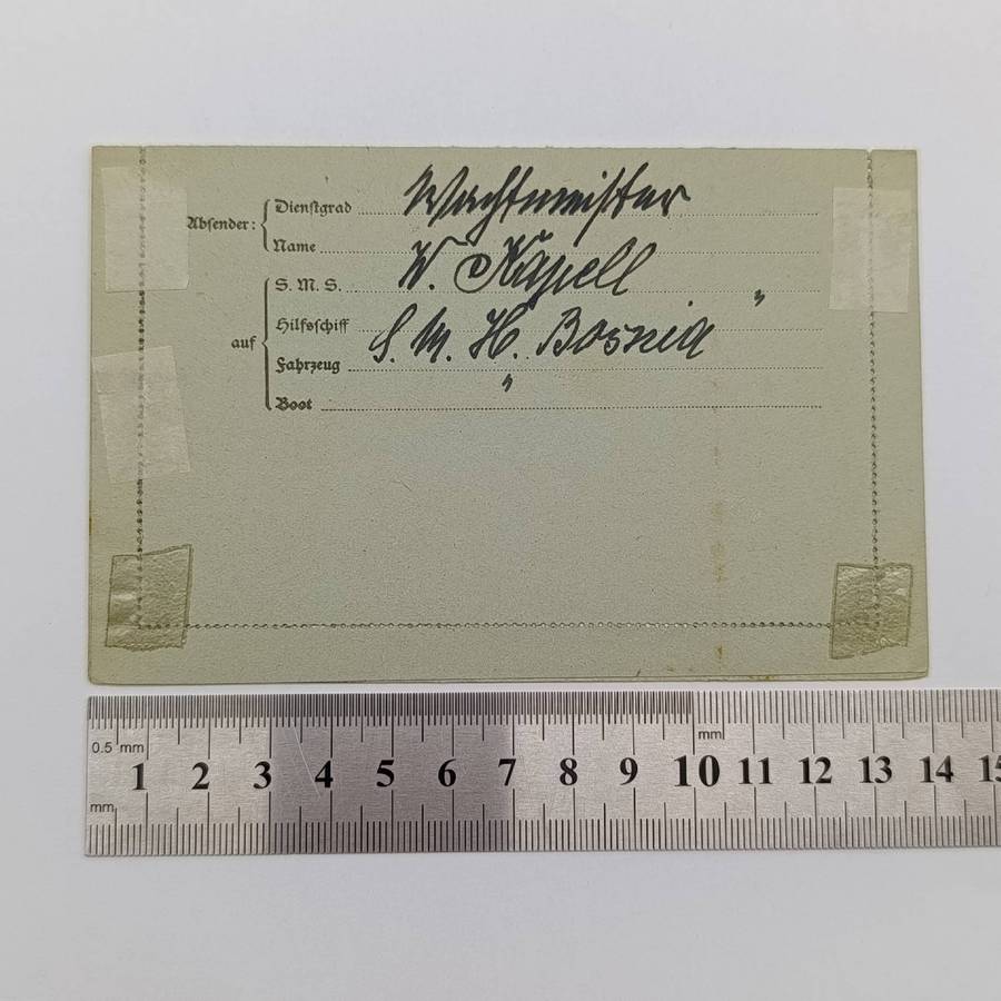 WW1 Marine Sciffspost no 1917 to Leipzig, Germany - Posted on the SMS Bosnia