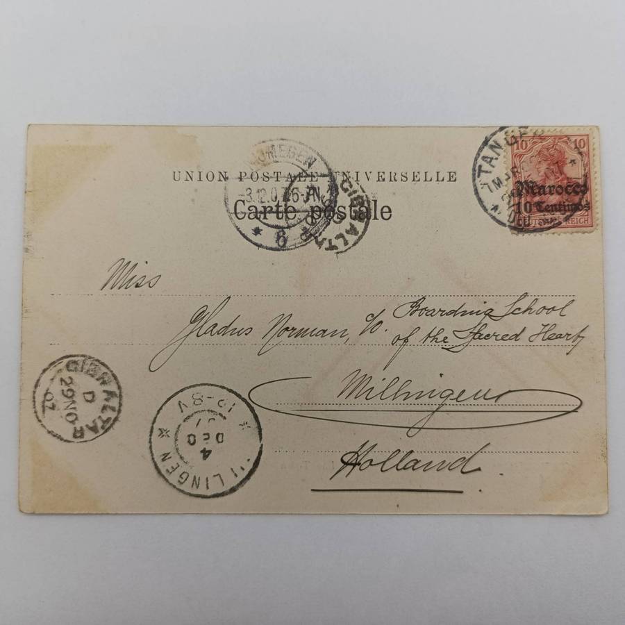 Postcard from Tangiers Morocco to Millingen, Holland via Gibraltar 1907 Nov 11th Beautifull picture