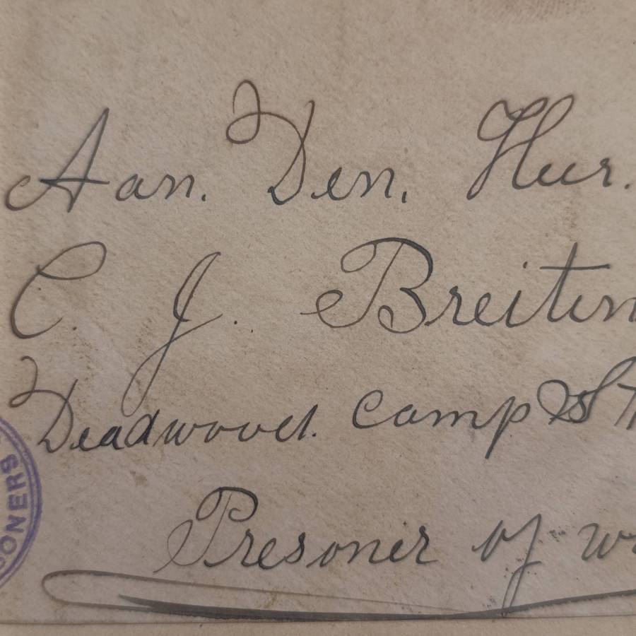 Boer War POW fronts stuck back to back one side posted Sheldon 16 Oct 1901 to Gert Wessels POW Fort