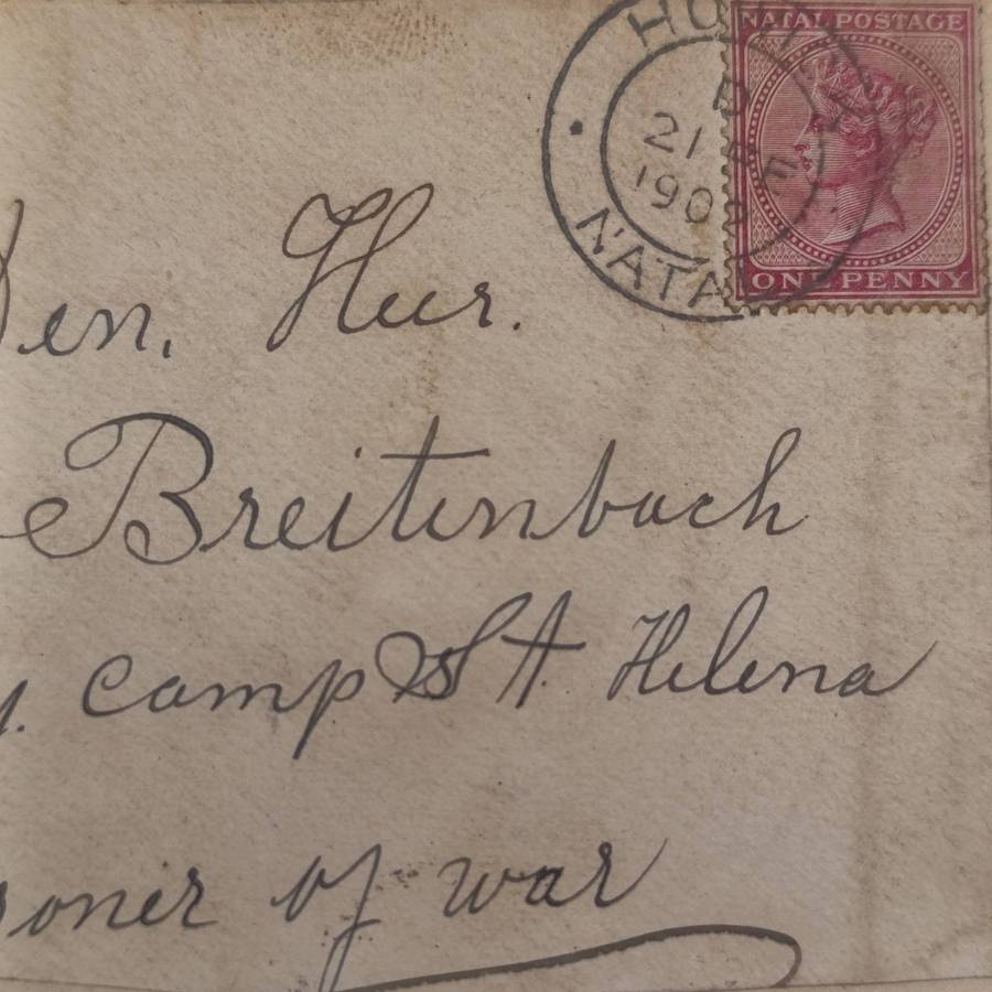 Boer War POW fronts stuck back to back one side posted Sheldon 16 Oct 1901 to Gert Wessels POW Fort