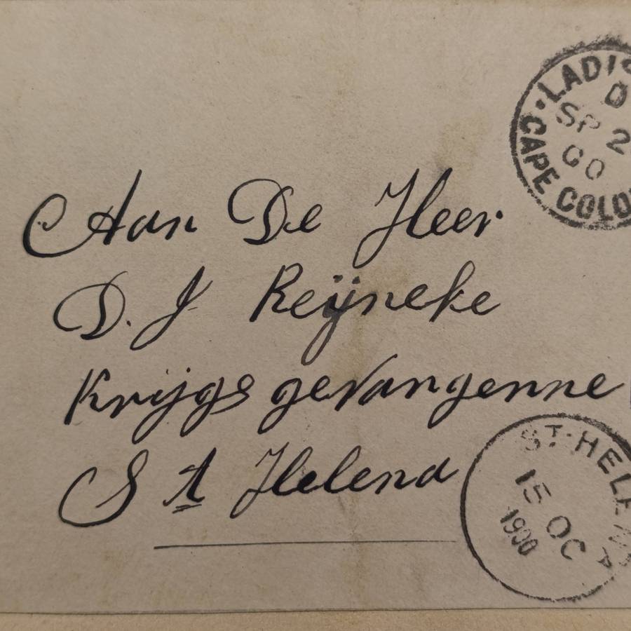 Boer War P.O.W fronts stuck back to back one side from Ladismith, Cape 20 Sept 1900 to DJ Reijnehe