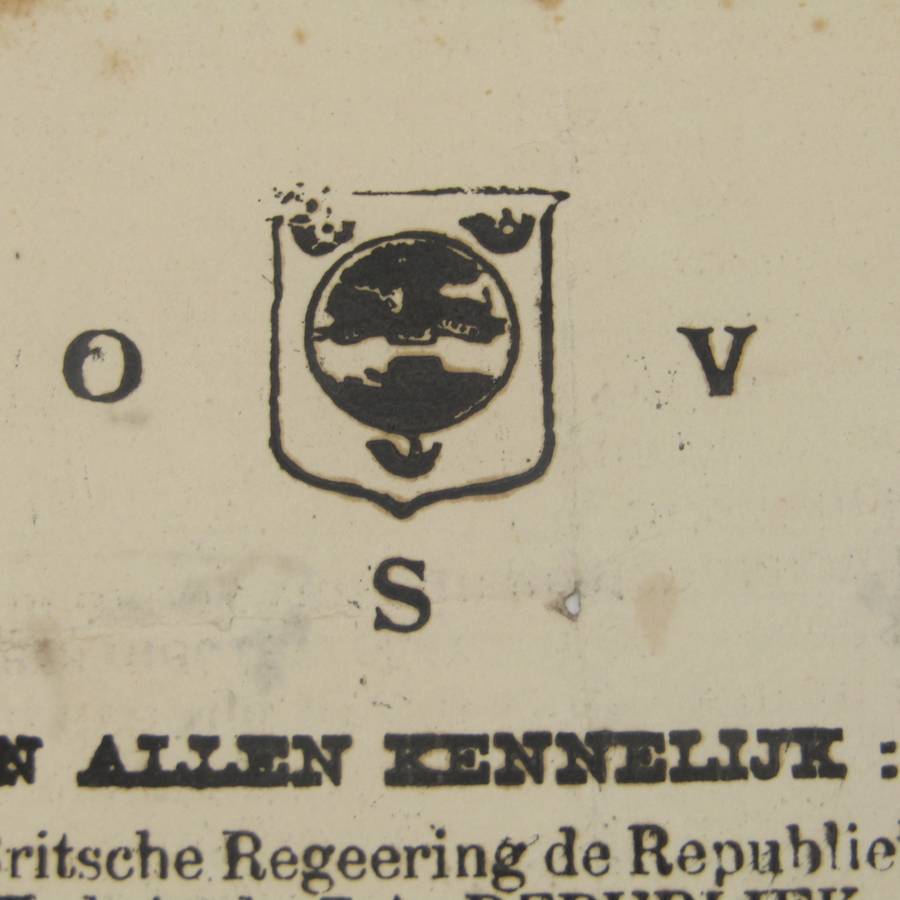 Orange Free State information pamphlet. Issued Te Velde 14 January 1901 by M. T. Steyn (President of