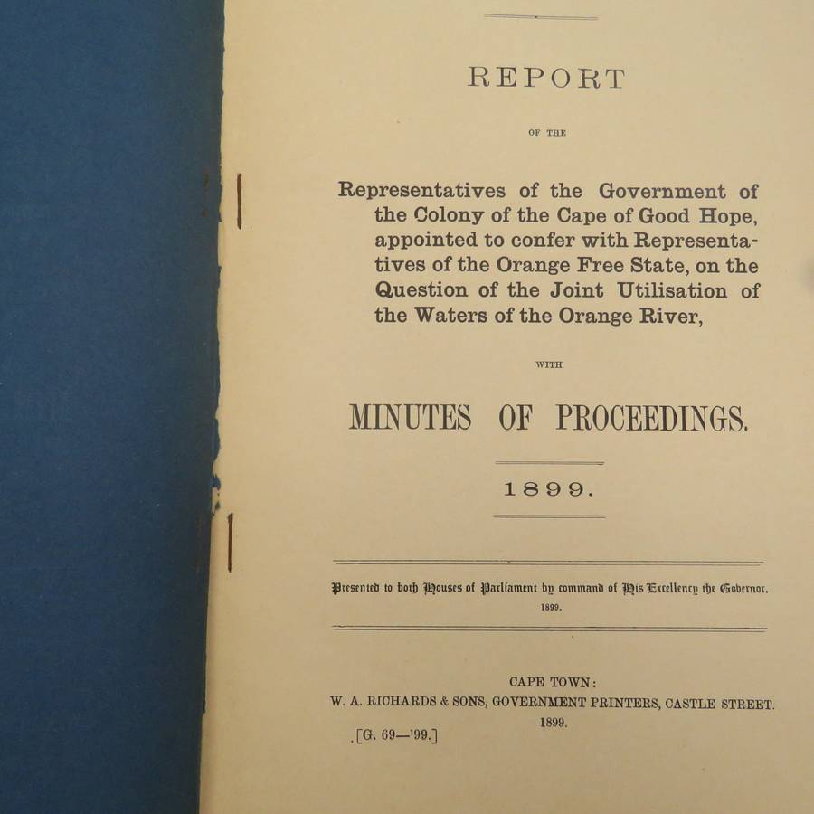 1899 Cape of Good Hope report of the Cape Colony and Free State representatives