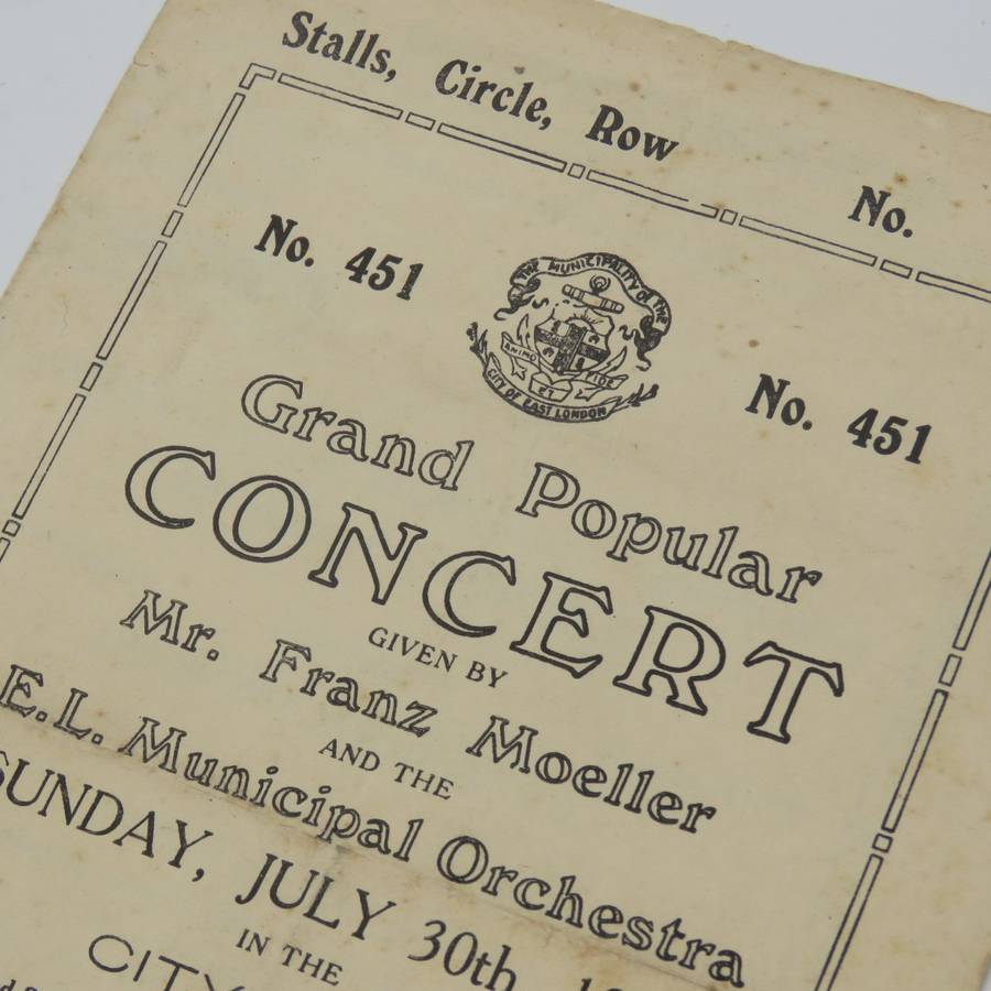 1933 Program for Concert by Franz Moeller & the East London Municipal Orchestra