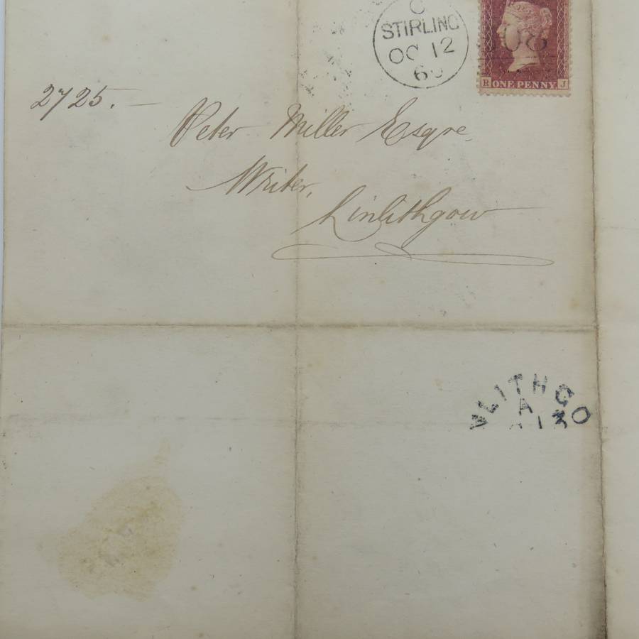 1860 Property Tax appeal notice posted STIRLING to LINLITHGROW, SCOTLAND with penny red stamp