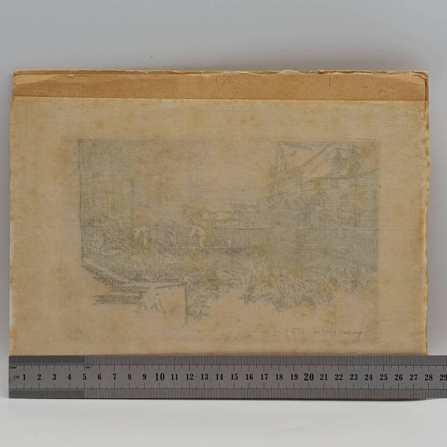 Antique Etching artwork by Seymar Haden - signed in 1877 in pencil