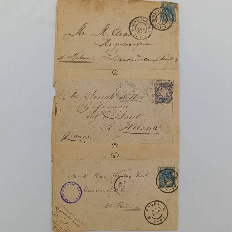 Lot of 5 Boer War POW fronts to soldiers who helped the Boers   1- To H De Graaf, POW, St Helena fr