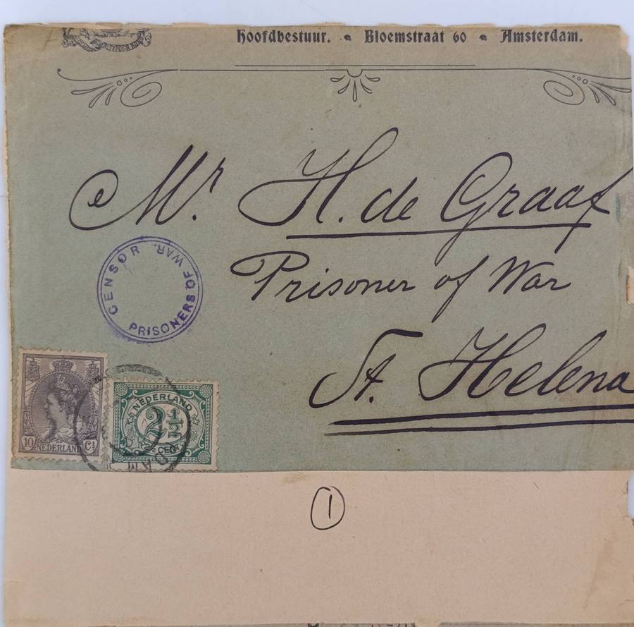 Lot of 5 Boer War POW fronts to soldiers who helped the Boers   1- To H De Graaf, POW, St Helena fr