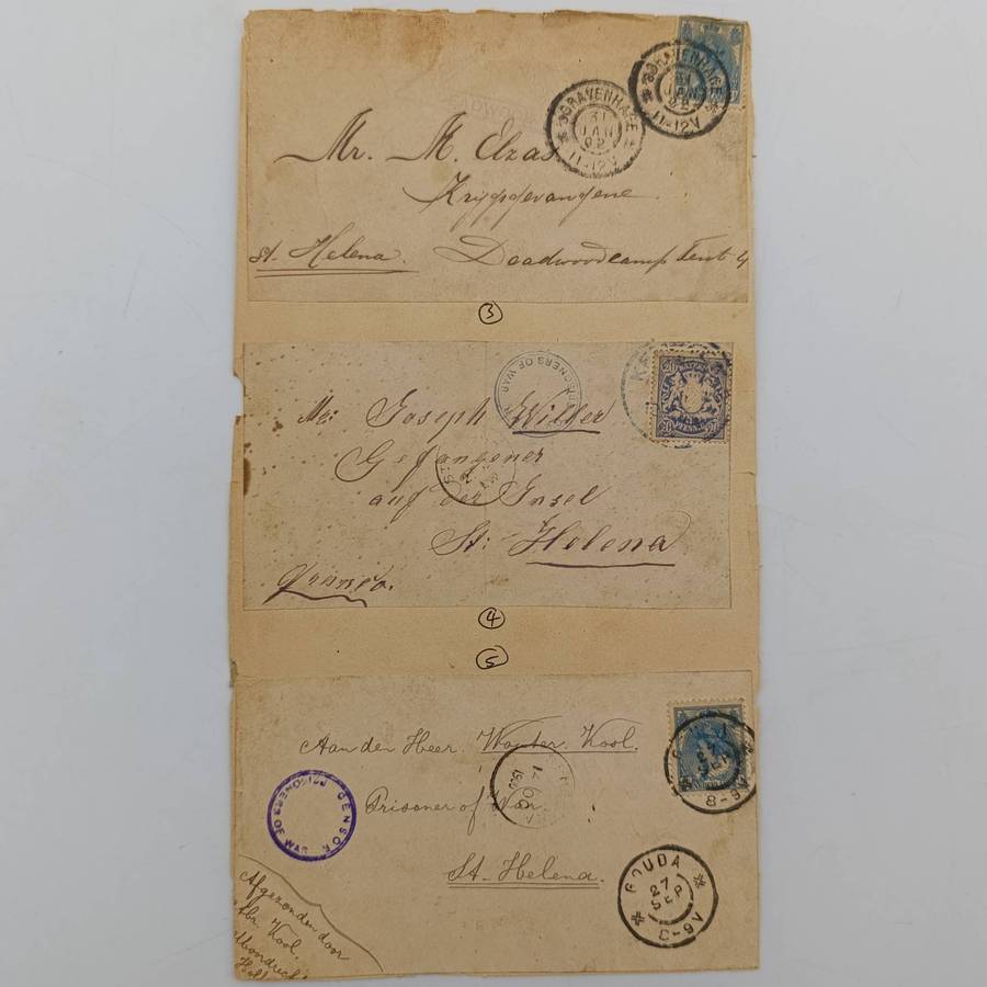 Lot of 5 Boer War POW fronts to soldiers who helped the Boers   1- To H De Graaf, POW, St Helena fr