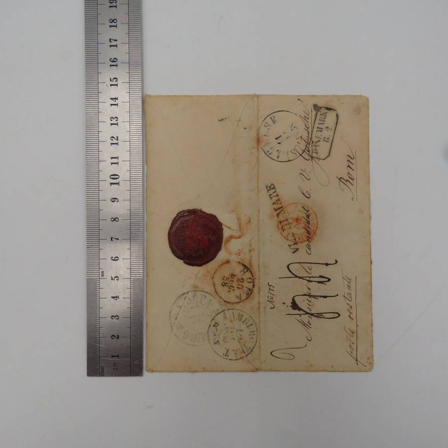 1858 Cover from Stagetse (Denmark) to Rome forwarded through the Danish Post Office in Hamburg
