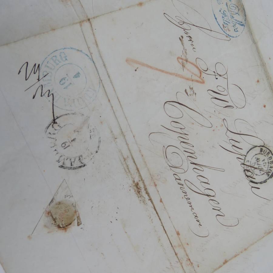 1851 Letter from Bordeaux to Copenhagen forwarded through the Danish Post Office in Hamburg