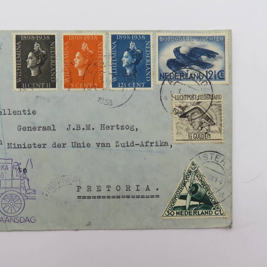 1938 Dingaansdag Eeuwfeest cover posted from Hilversum, Nederland by Th. AAM Kannegieter to Generaa