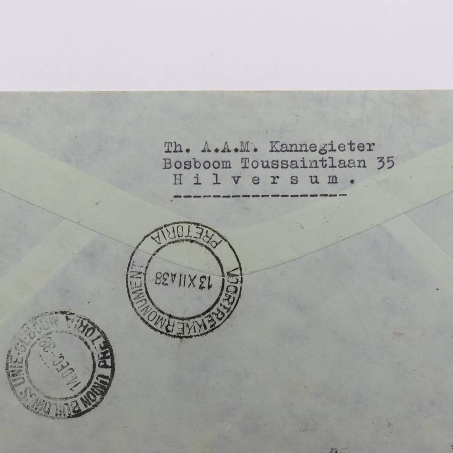 1938 Dingaansdag Eeuwfeest cover posted from Hilversum, Nederland by Th. AAM Kannegieter to Generaa