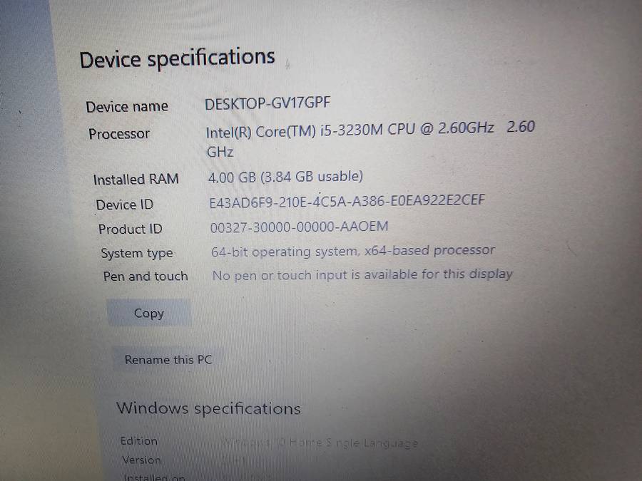 Lenovo B590 i5-3230m 4GB RAM 36GB msata - needs new keyboard and battery