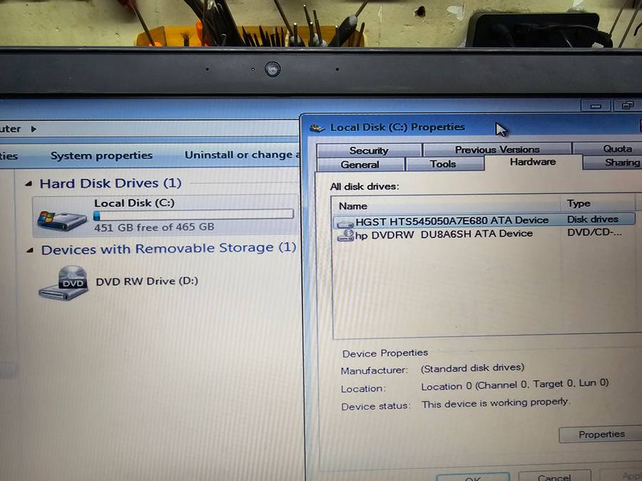 HP Probook i3-5010U - 4GB RAM - 500GB HDD - No bottom cover - Needs new battery