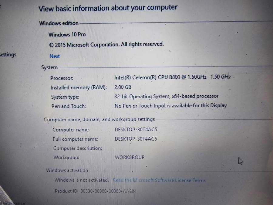 Lenovo G550 Celeron-B800  2GB RAM 320GB HDD - Needs a new battery