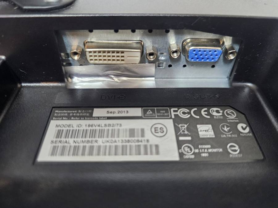 Philips 19" LED Monitor  Model 196V4LSB2/73  VGA & DVI Inputs - VESA Mount / No stand