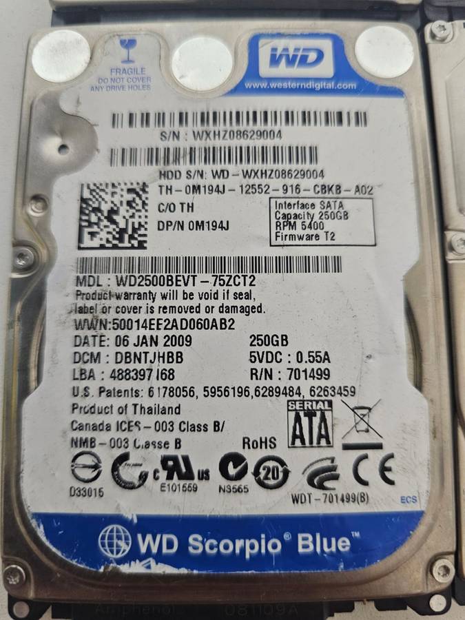 Bulk lot - 4 x Seagate Momentus 320GB & 2 x WD 250GB Laptop Hard Drives - Old drives but working