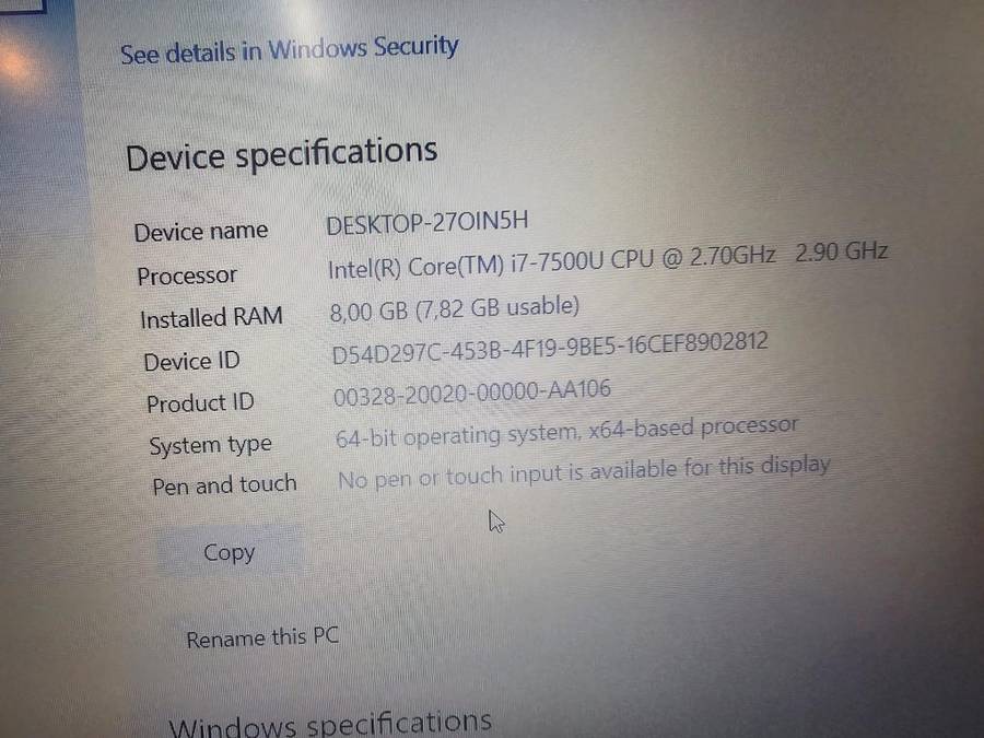 Dell Vostro i7 7th Gen  8GB RAM  480GB SSD  Windows 10 Pro