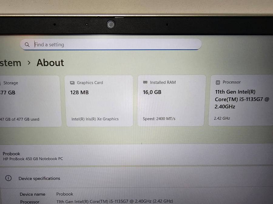 HP ProBook 450 G8  11th Gen Core i5 | 16GB RAM | 512GB SSD | Windows 11 Pro