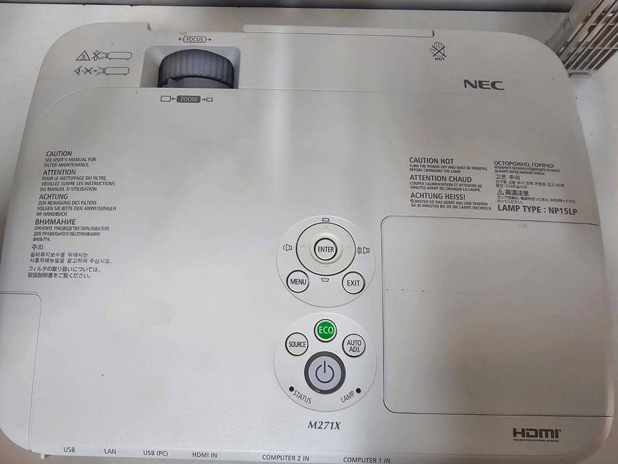 NEC M271X  540 Lamp Hours / HDMI / Remote (Cover Missing) / Filter Needs Replacing