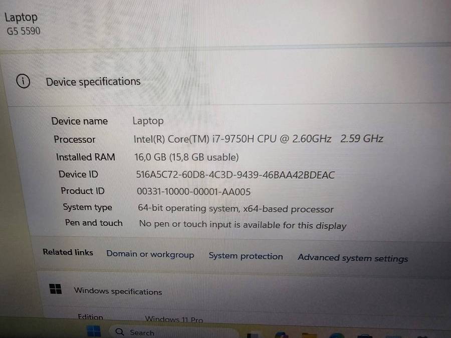 Dell G5 5590 Gaming Laptop  i7 9th Gen, 16GB RAM, GTX 1650, New Battery