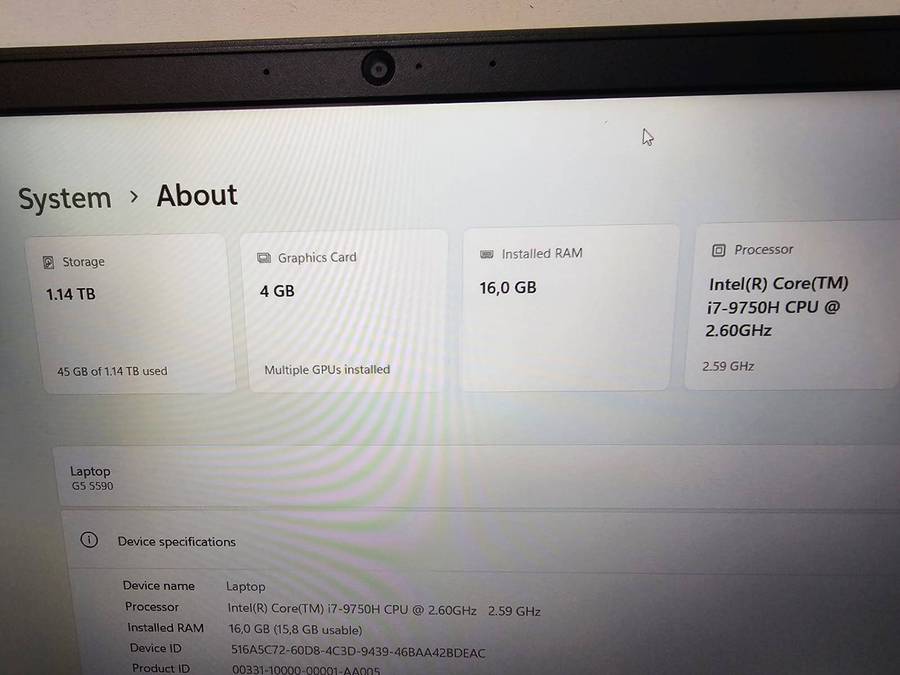 Dell G5 5590 Gaming Laptop  i7 9th Gen, 16GB RAM, GTX 1650, New Battery