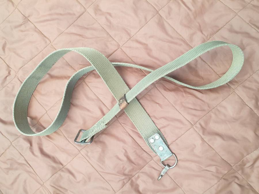 complete & intact older type genuine leather tab USSR era AK47 type weapon sling SWA/ Angola bushwar