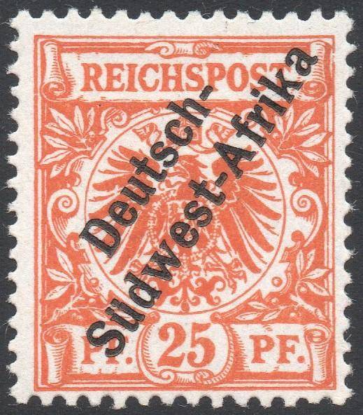 GERMAN SWA 1898 SACC11a 25Pfg DARK ORANGE W/CERTIFICATE - LMM - CV R8000
