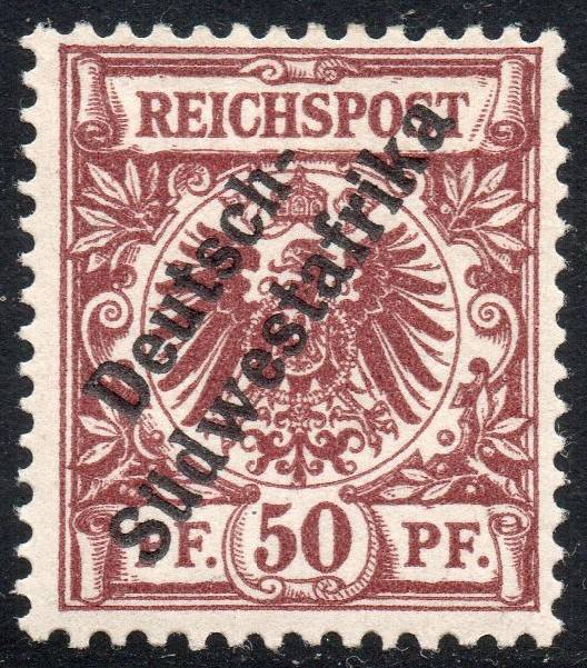 GERMAN SWA 1897 SACC12 50Pfg BRIGHT RED-BROWN - MM - CV R300