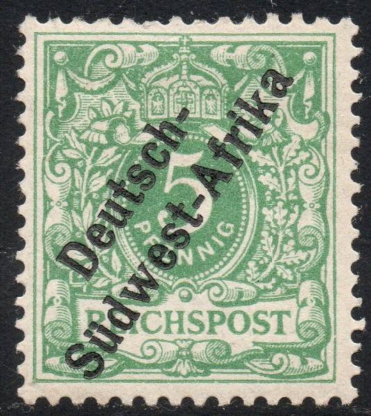 GERMAN SWA 1897 SACC2 5Pfg BRIGHT GREEN - LMM - CV R80