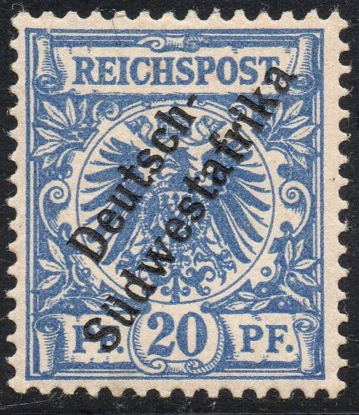 GERMAN SWA 1897 SACC10 20Pfg ULTRAMARINE - MM - CV R230