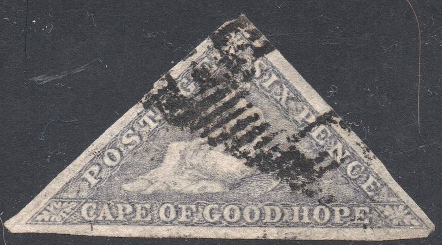 CAPE OF GOOD HOPE 1862 SACC7c - 6d SLATE LILAC - VFU - CV R20000 - SEE SCANS